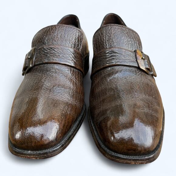 Vintage 70s Allen Edmonds Ostendo Lisbon II Shark Skin Monk Strap Shoes 8.5 C main image 5